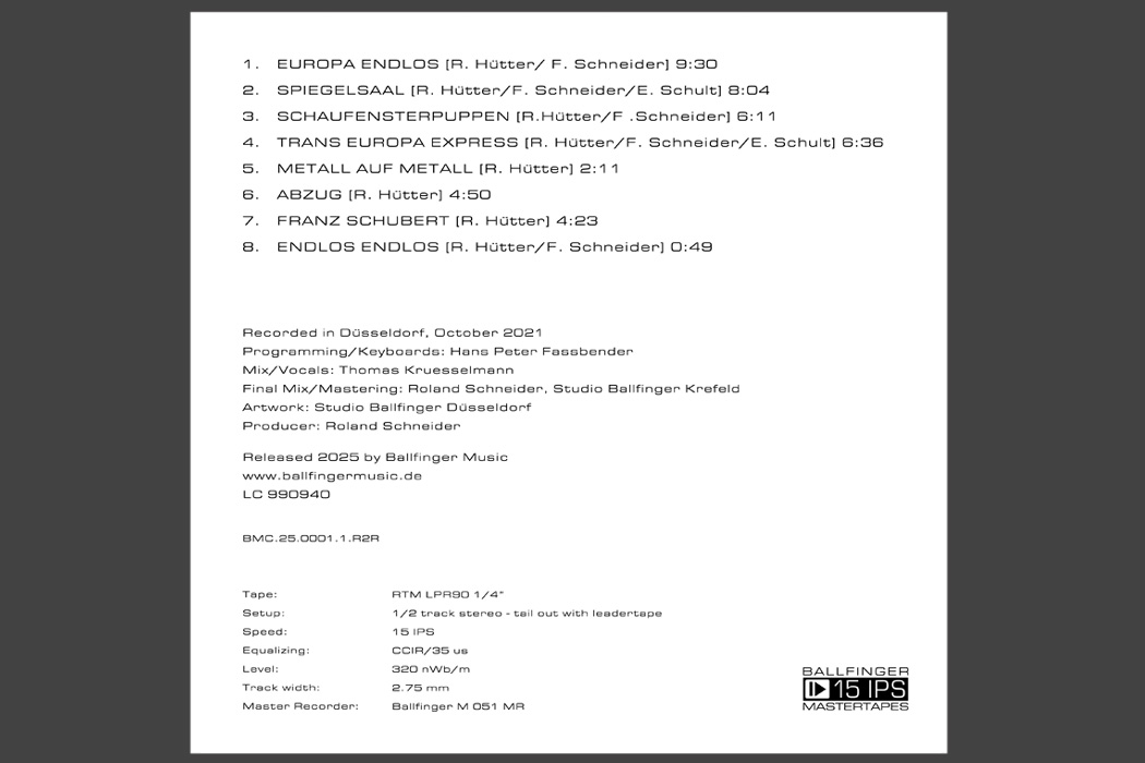 Ballfinger Music #0001 Original Master Tape Copy - Image 3